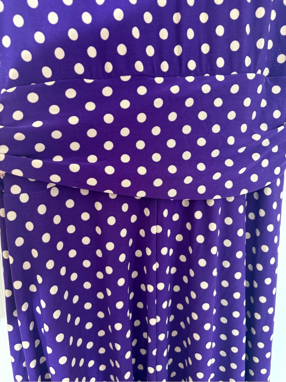 CHAPS Women’s Large Purple Polka Dot Surplice Draped Midi Dress - Picture 3 of 6